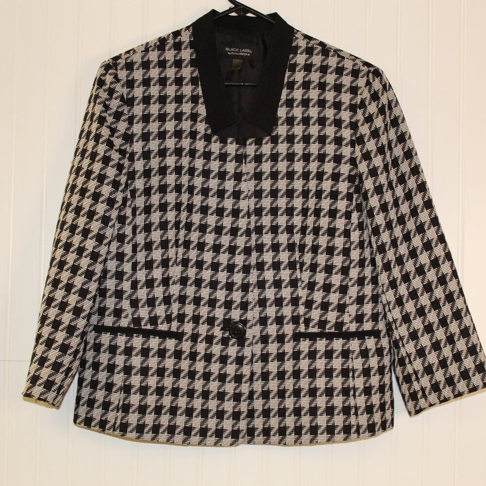 Black Label by Evan Picone Houndstooth Blazer Size 14